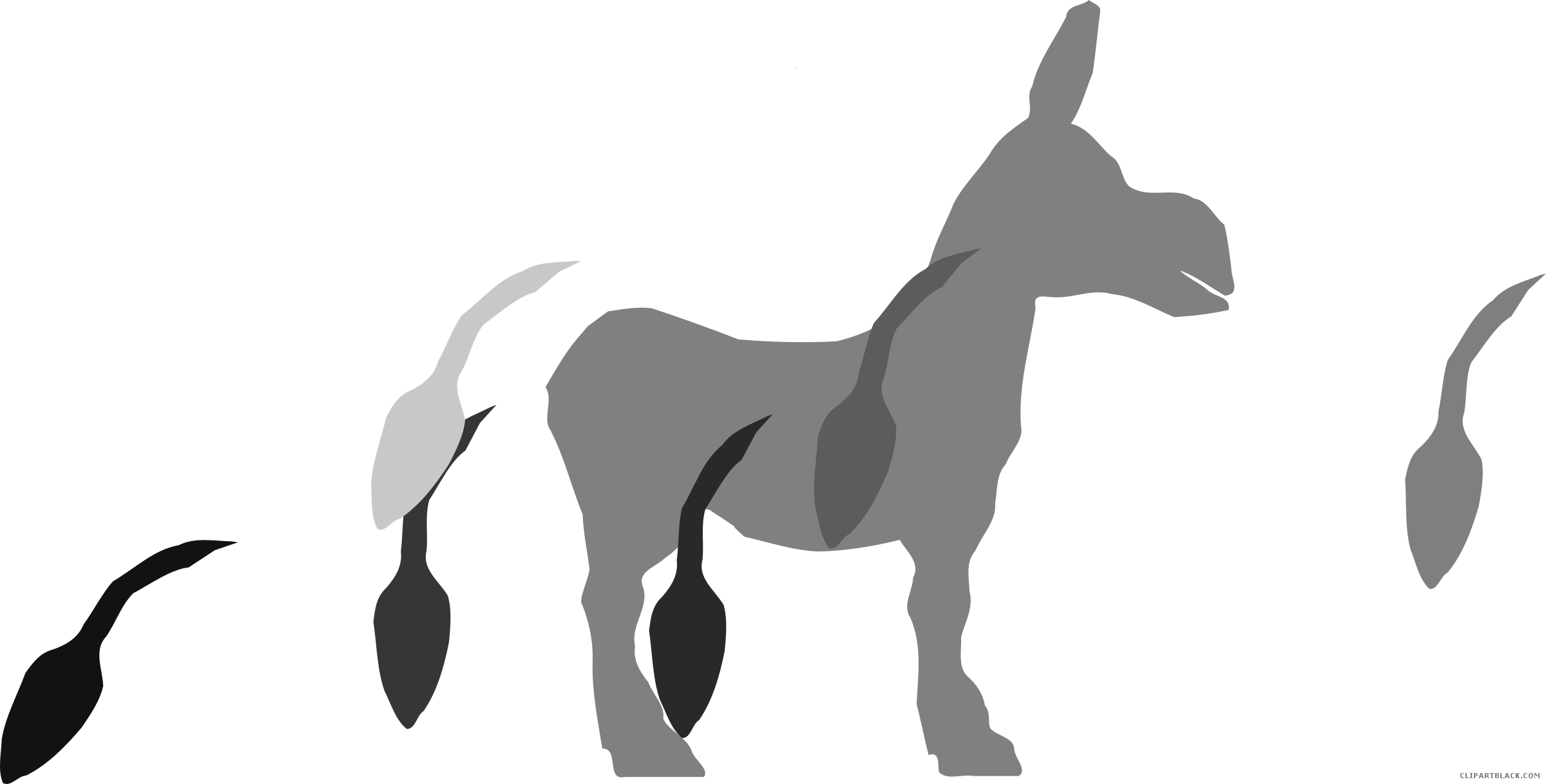 Donkey Animal Free Black White Clipart Images Clipartblack - Clip Art (2400x1217)