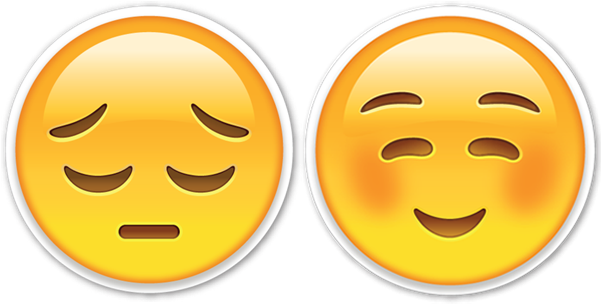 Happy Sad Face Png Download - Happy And Sad Emoji (600x312)