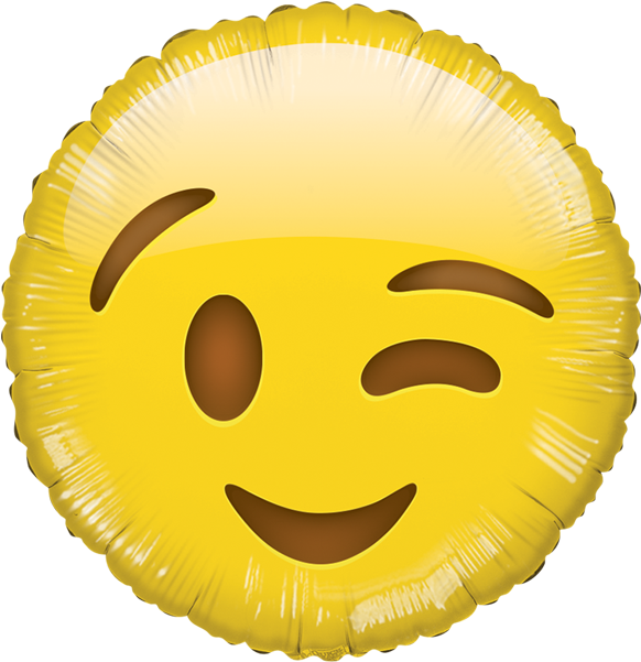 Buscar - 18" Smiley Wink Balloon Emoji - Mylar Balloons Foil (600x600)