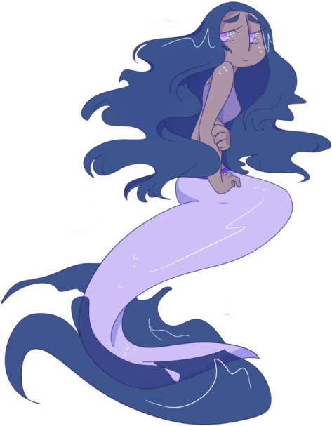 Shy Mermaid - Illustration (500x625)