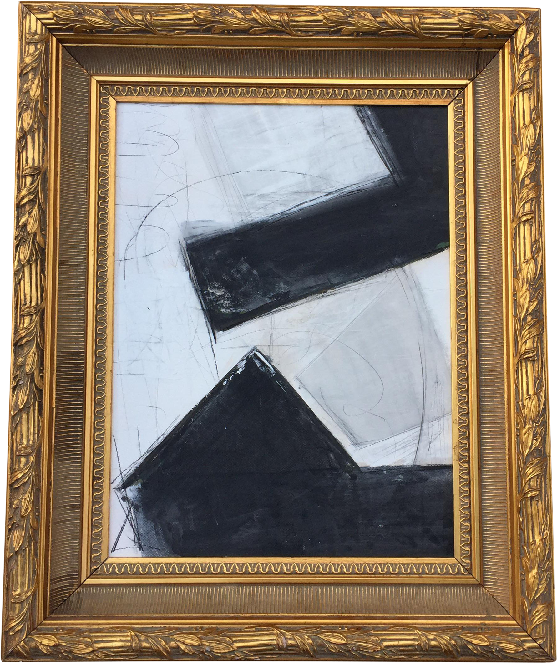 Black And Gold Frame Png - Gold Frame Modern Painting (1978x2353)