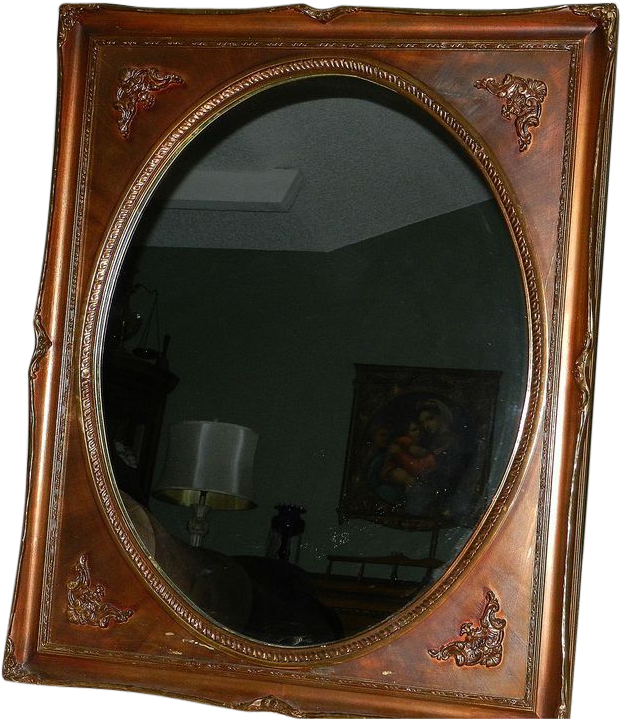 Vintage Oval Mirror Gold/bronze Square Frame - Oval Mirror Square Frame (718x718)