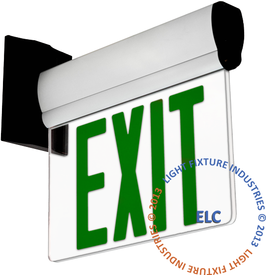 *marker* - Exit Sign, Ul Listed - Green Led - White - Battery (600x600)