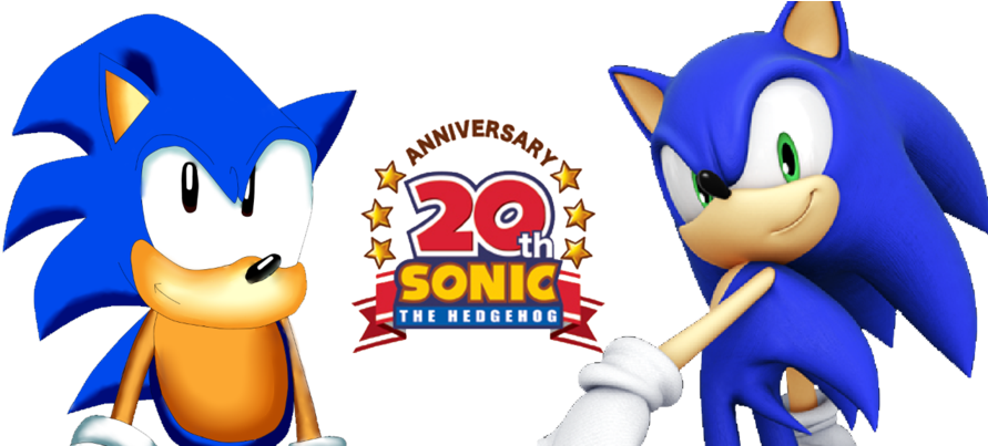 Sonic 20th Anniversary Half-image By Hedgecatdragonix - Sonic The Hedgehog 20th Anniversary (900x402)