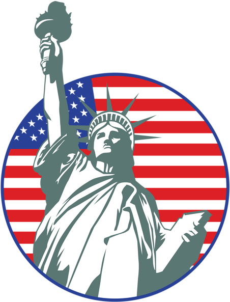 Usa Statue Of Liberty Stamp Png Clip Art Image - Decal Stickers New York Doors Motorbike Boat (8 X 6,18 (458x600)