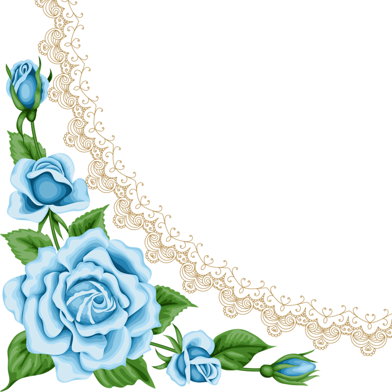 Flower - Light Blue Rose Border (2289x2289)