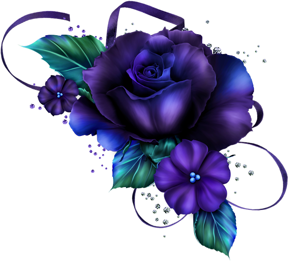 0 1a05ef 9c8f391c Orig - Goth Purple Rose Png (600x538)