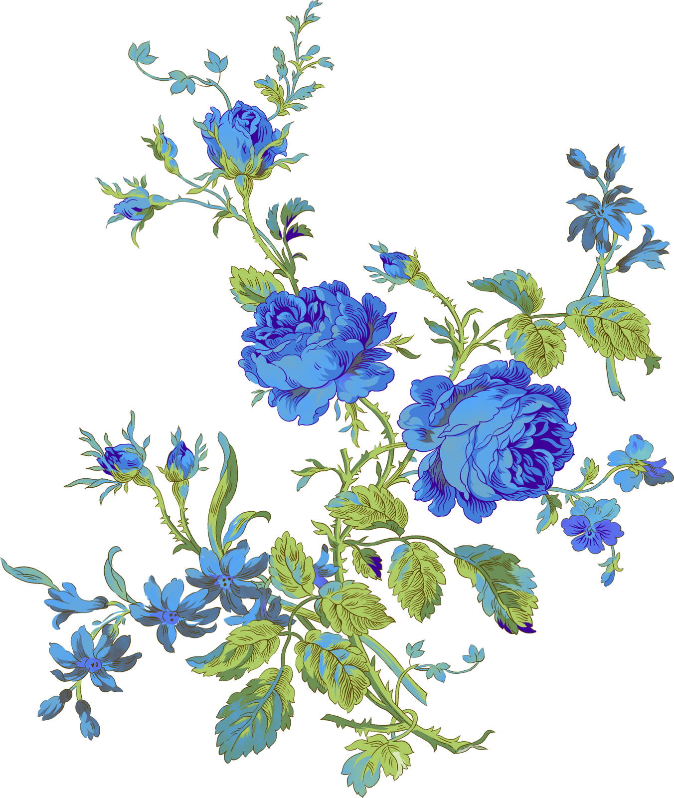 Yellow Rose Clipart Gold Flower Pencil And In Color - Blue Roses Transparent Background (1352x1600)