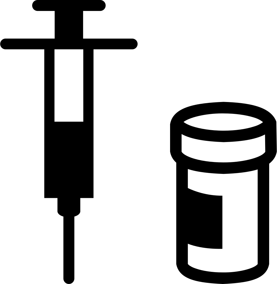 Syringe With Medication Beside Drug Container Comments - Vaccine Icon (956x980)