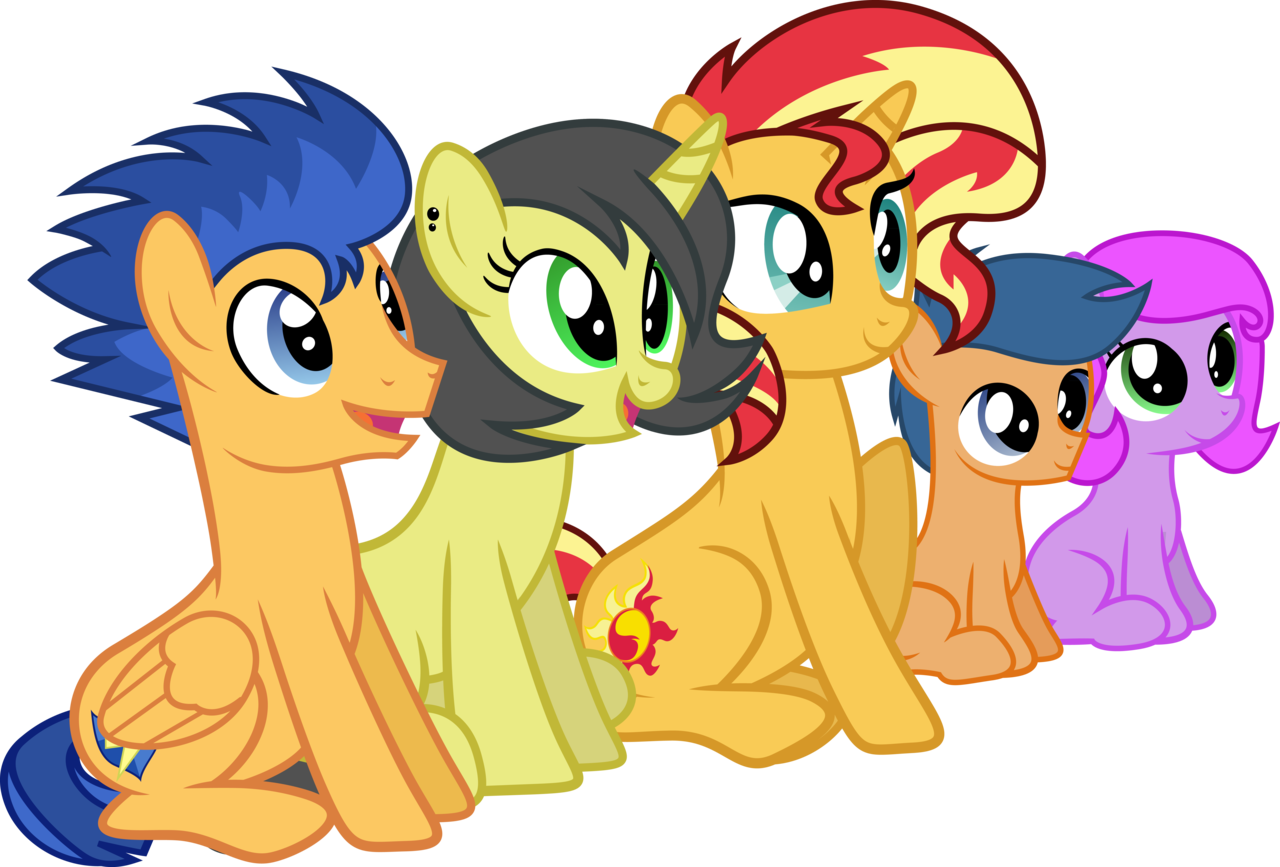Paulysentry, Backwards Cutie Mark, Ear Piercing, Family, - Mlp Sunset Shimmer Family (1280x867)