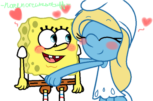 Spongebob And Smurfette By Noreencreatesstuff - Poppy And Smurfette (600x336)