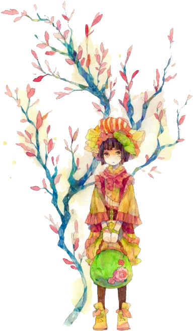 Watercolor Painting Anime Illustration - Watercolor Anime (460x700)