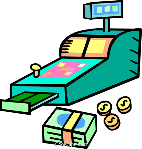 Cash Register Royalty Free Vector Clip Art Illustration - Desenho De Caixa Registradora (458x480)