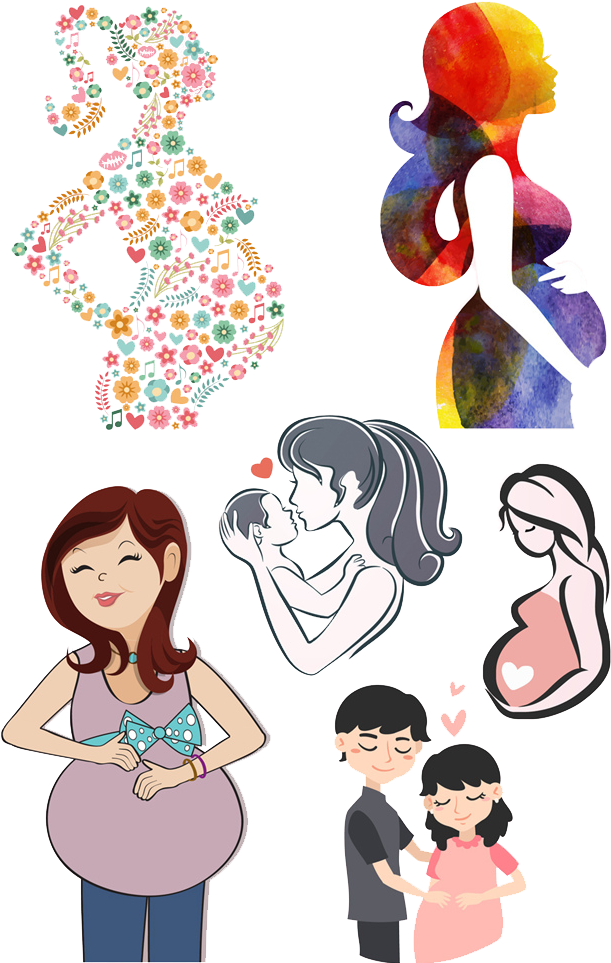 Pregnancy Cartoon Drawing Illustration - Diario De Embarazo: Tiernos Recuerdos [book] (1024x1024)