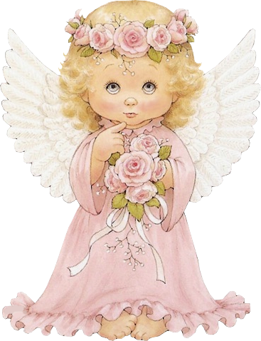 Cute Cherub With Roses Clipart - Angel Png (367x478)
