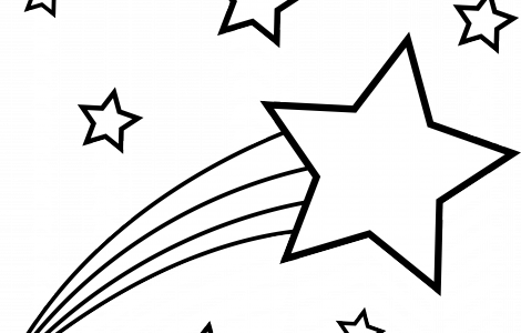 Shooting Star Colorable Line Art - Star Coloring Pages (470x300)