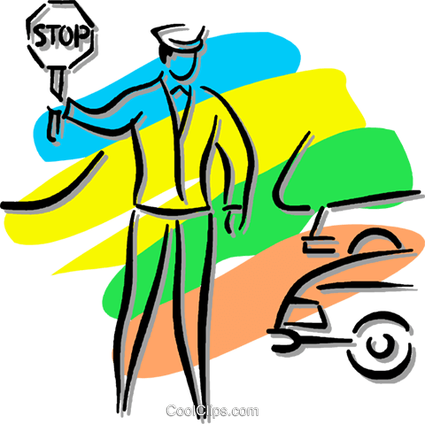 Crossing Guard Hält Ein Stoppschild Vektor Clipart - Crossing Guard Hält Ein Stoppschild Vektor Clipart (480x479)