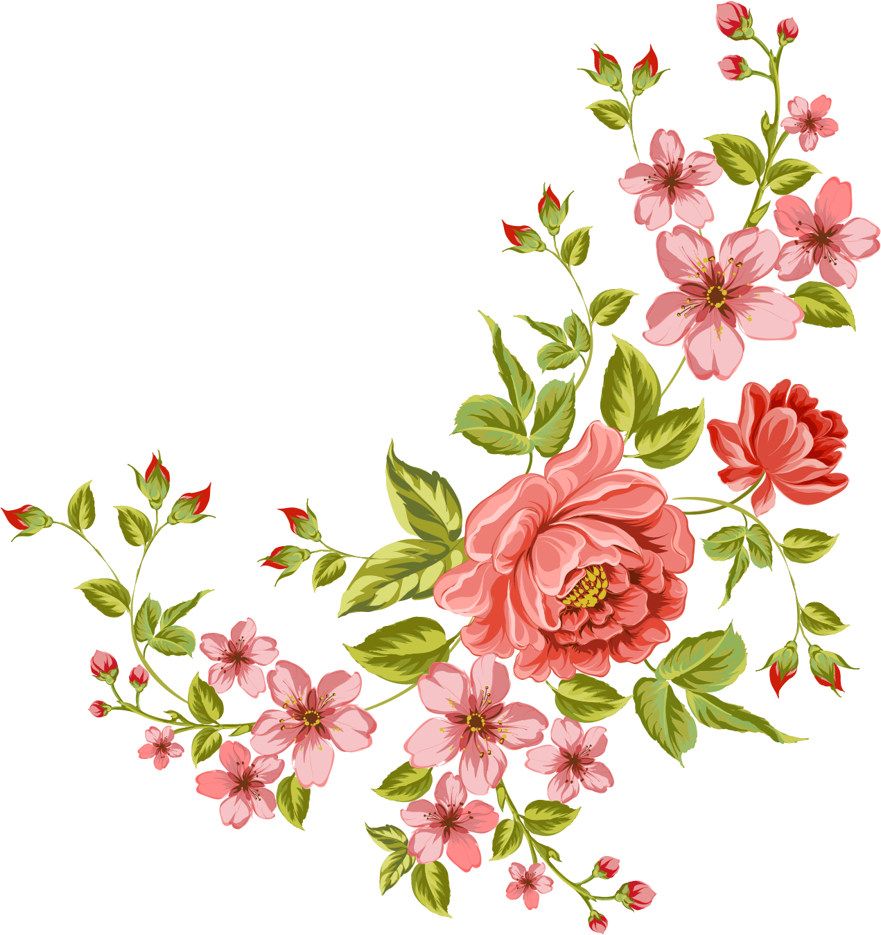 Flower Clip Art - Corner Flowers Clip Art (1417x1468)