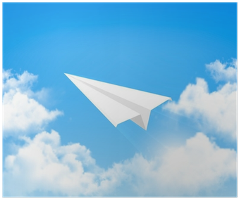 Paper Airplane In The Sky With Clouds - Vector Graphics (400x400)