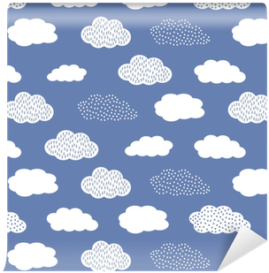 Seamless Pattern With White Clouds On Blue Background - Wallpaper (400x400)