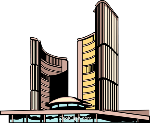 Toronto City Hall Royalty Free Vector Clip Art Illustration - Toronto City Hall (480x395)