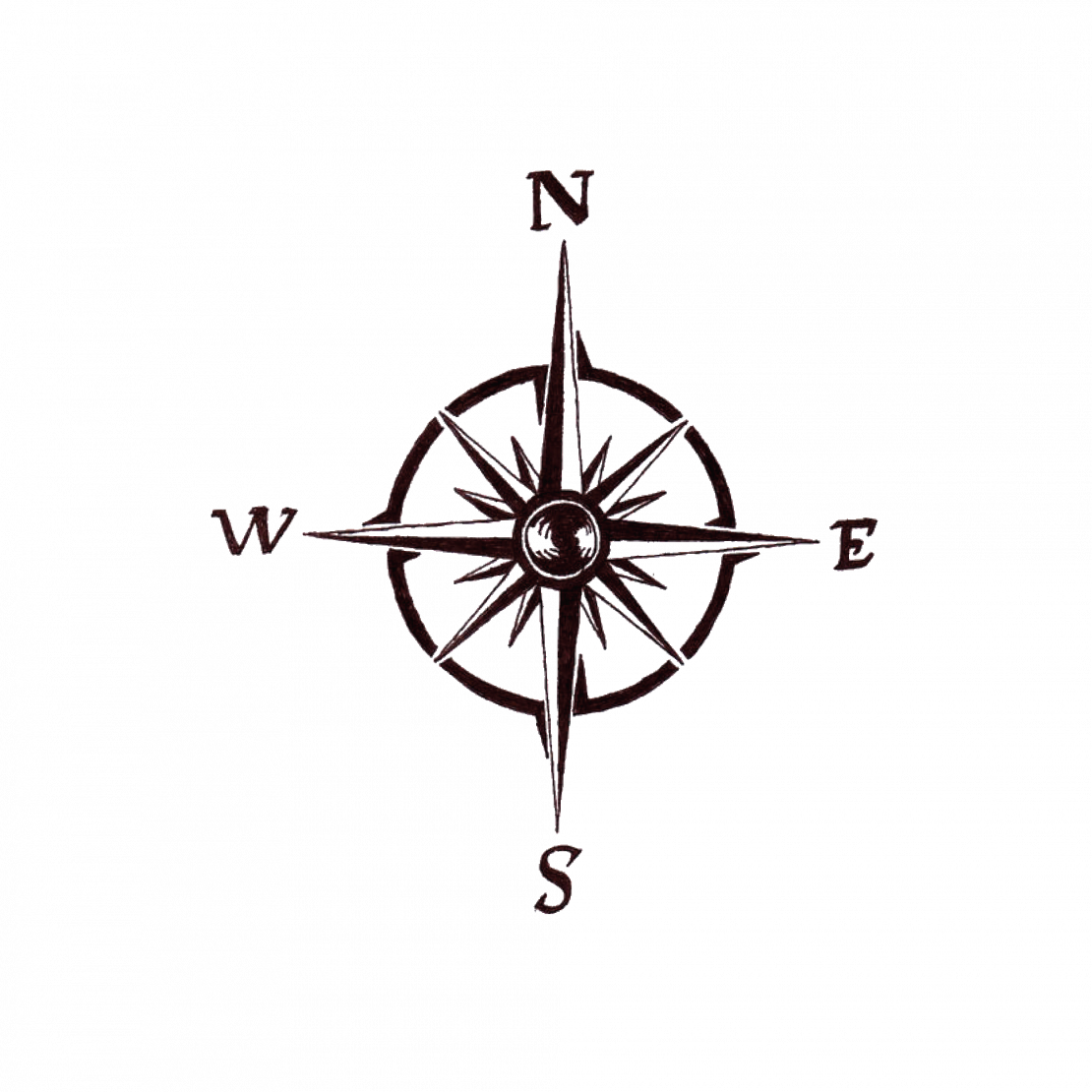 Временная Тату Компас - Simple Compass Rose Tattoo (1110x1110)