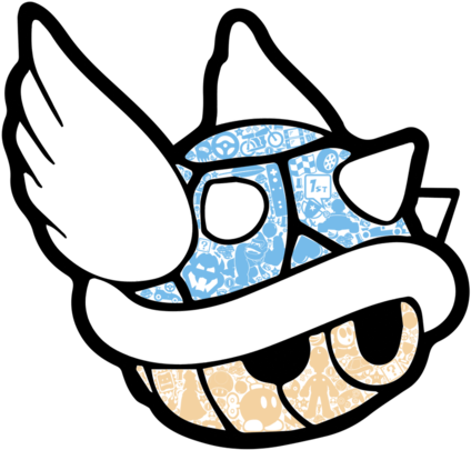 1st Place - Blue Shell Mario Kart Shell Black And White (571x495)