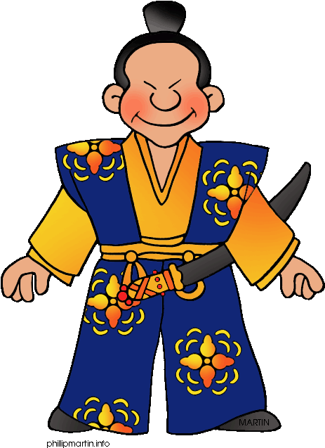 Free National Costumes Clip Art By Phillip Martin Japanese - Samurai For Kids (518x648)