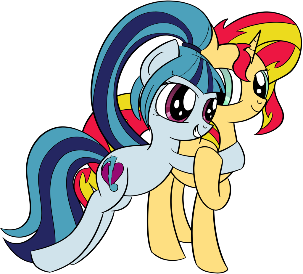 Sonata Dusk And Sunset Shimmer Hugging By Datapony - Sunset Shimmer (1024x925)