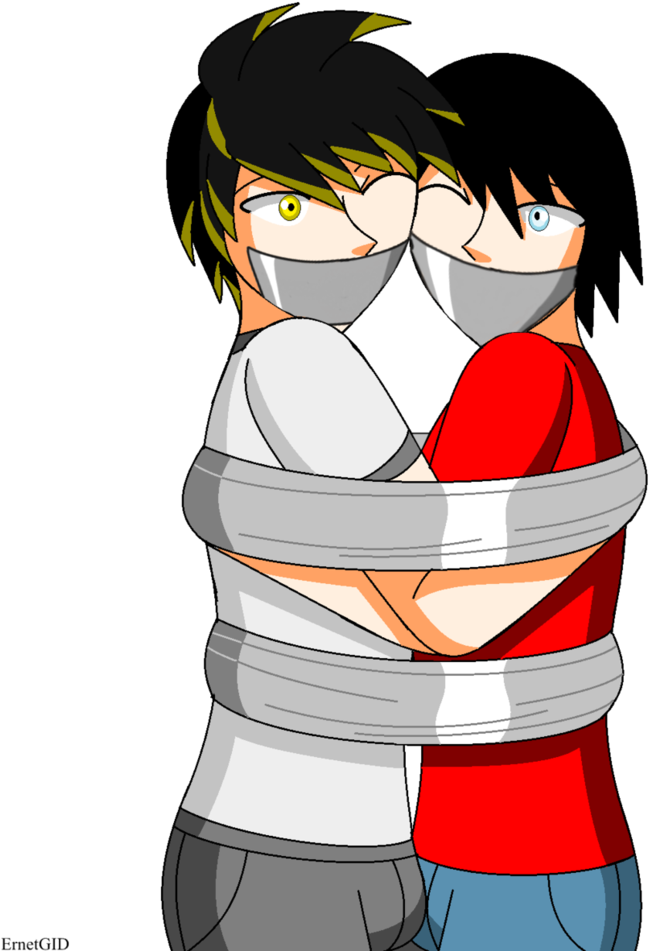 Hugging Buddies Taped Up By Ming-gid - Cartoon (791x1010)