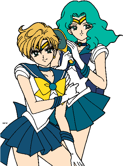 Sailor Uranus, Sailor Neptune - Clip Art (422x563)