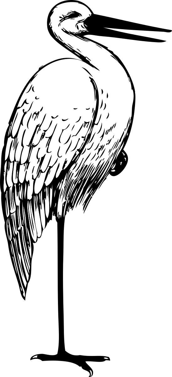 Stork Clipart By Johnny Automatic - Stork Clipart Black And White (549x1200)