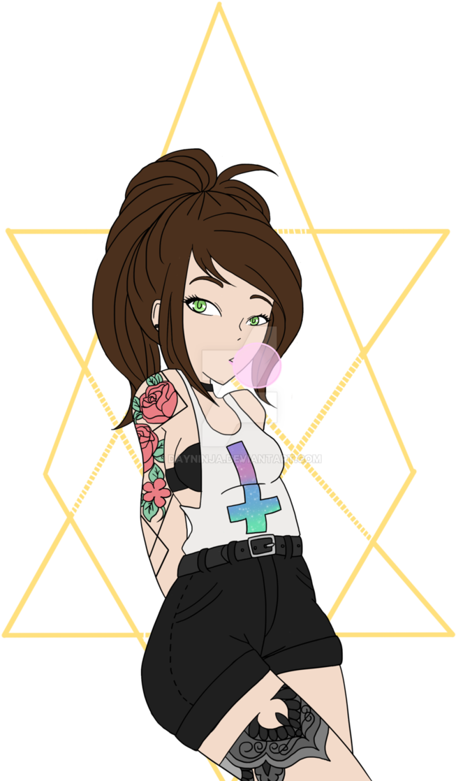 Tattoo Girl By Dayninja - Cartoon (708x1129)