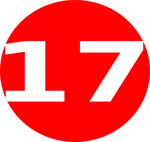 Glossy Red Circle Icon With 17 Clip Art At Clker - Number 18 In A Circle (600x568)