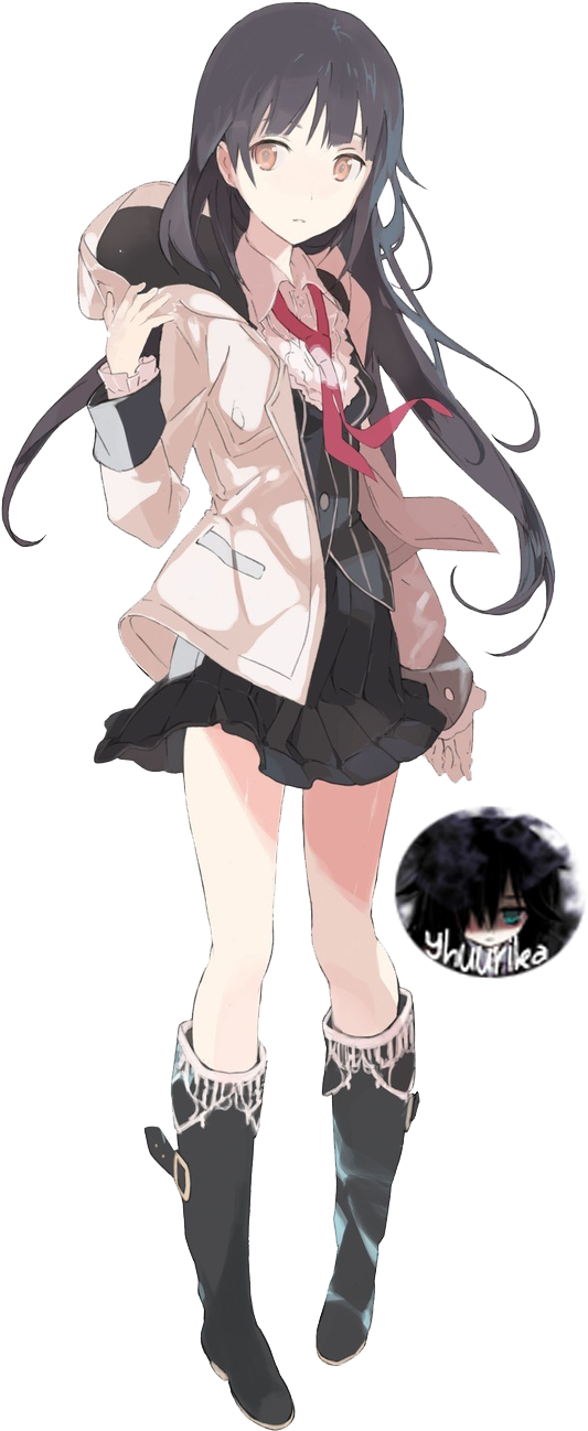 Girl In Hood Render = By Yhuurika - Akiba's Trip Plus [psp] (550x1335)