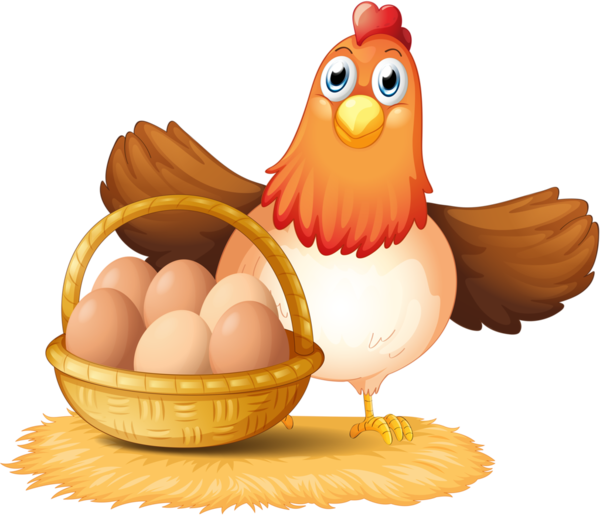 Illustration Of A Hen And A Basket Of Egg On A White - Chicken And Egg Vector Png (600x517)