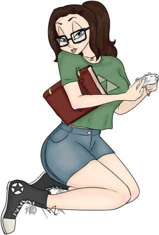 Gamer Girl Small - Cartoon (350x486)