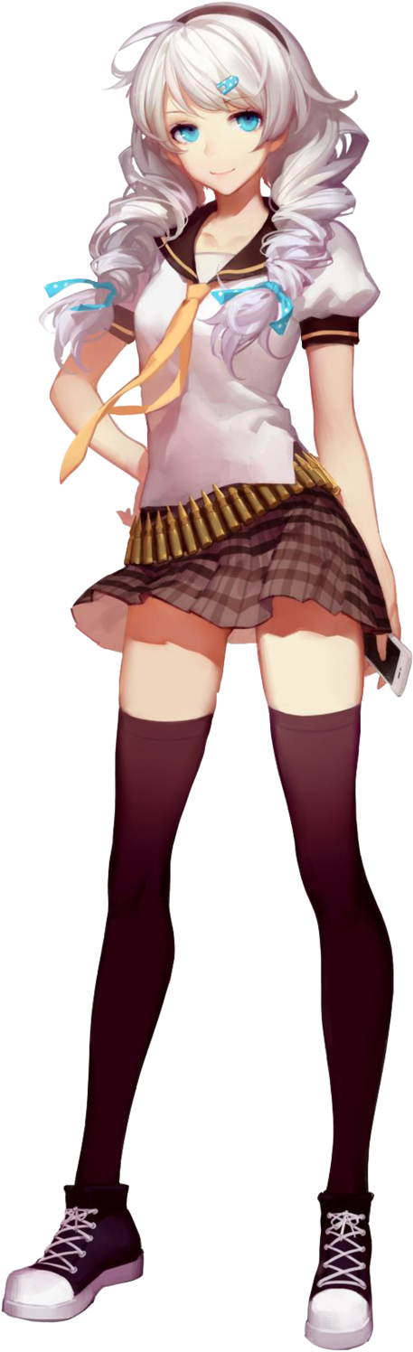 Anime Girl With Phone Render By Rena By Nightsteptrap123 - Honkai Impact 3 Kiana (516x1548)