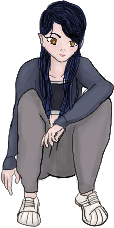 Squatting Girl Pose With Shell Toes By Styxal - Cartoon (518x866)