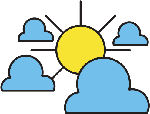 Clouds With Sun Natural Weather In The Sky - Ceiling Mounted Light Symbol (550x550)