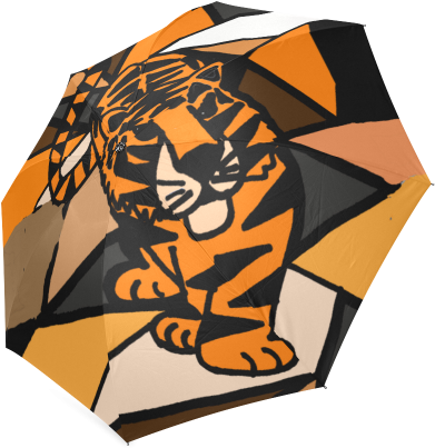 Artistic Stalking Tiger Abstract Art Foldable Umbrella - Creative Arts (500x500)