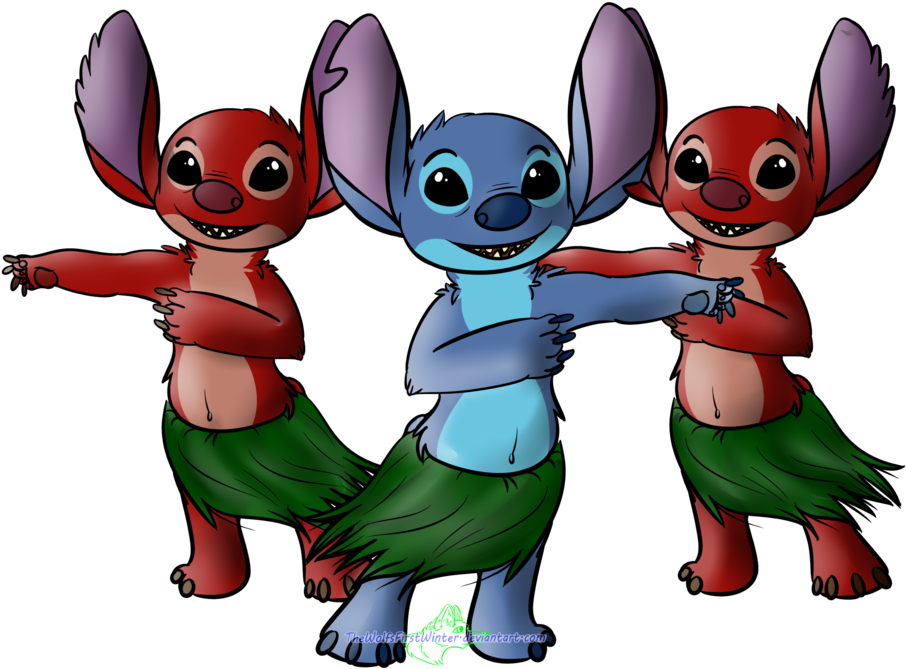 Leroy And Stitch Hula By Thewolfsfirstwinter - Cartoon (1024x737)