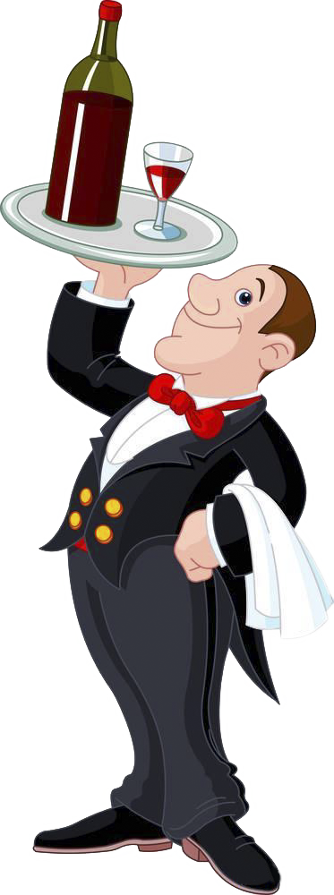 Waiter Cartoon Illustration - Butler Cartoon (373x1000)