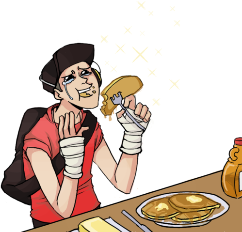 View Samegoogleiqdbsaucenao Combat Class Enjoying A - Tf2 Pancakes (500x485)
