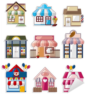 Cartoon House / Shop Icons Collection Sticker • Pixers® - Salon Building Cartoon (400x400)