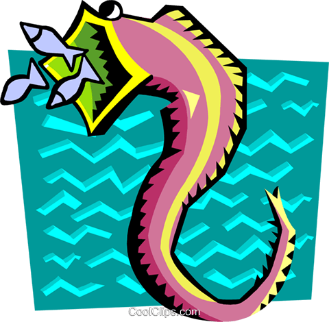 Stylized Seahorse Royalty Free Vector Clip Art Illustration - Eel (480x470)