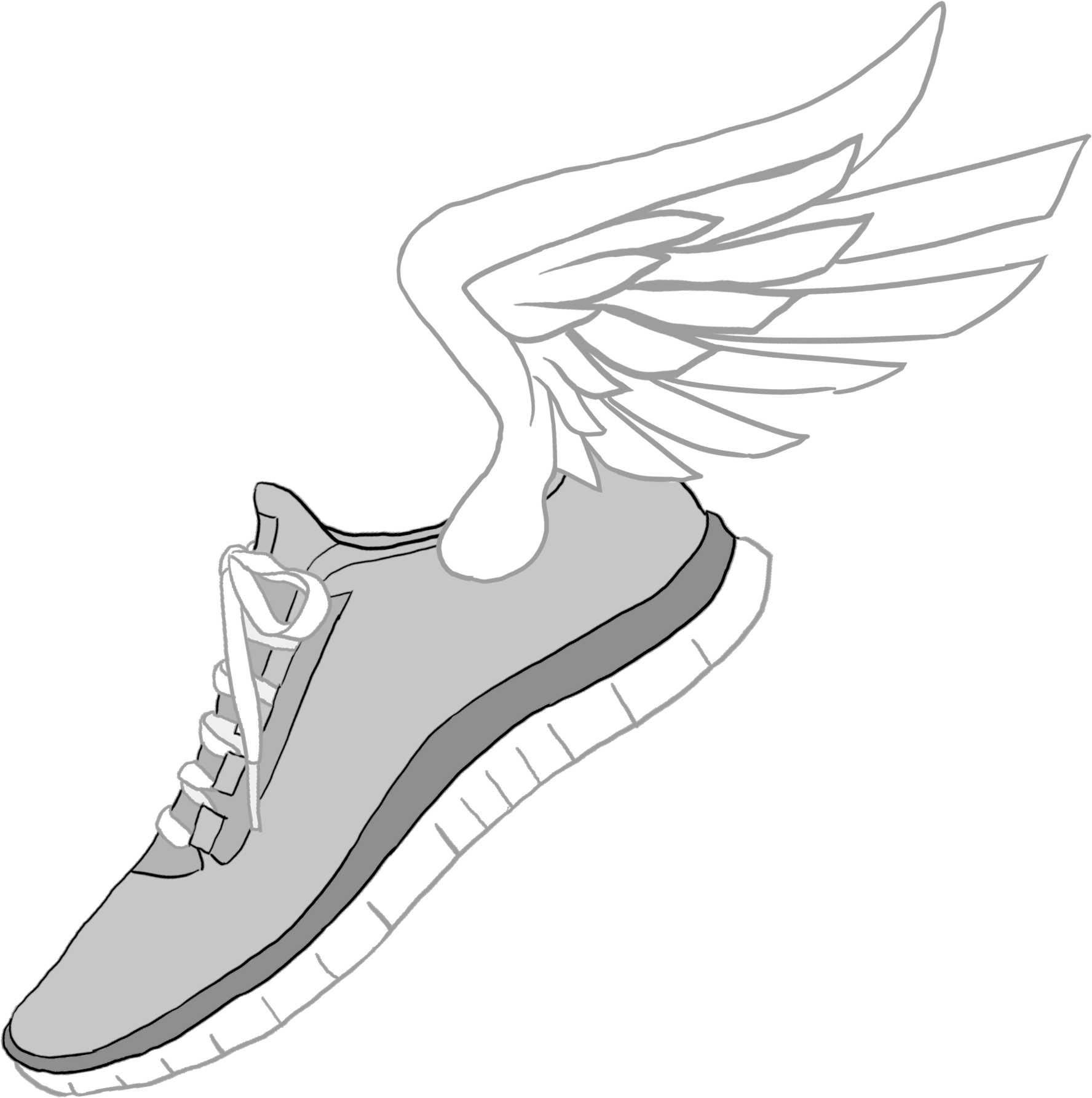 Nike Clipart Transparent - Cartoon Running Shoes With Wings (1800x1800)