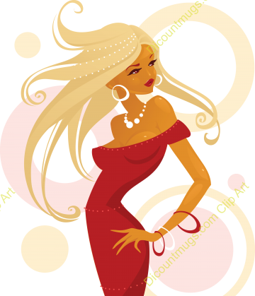 Beautiful Blonde Lady In Red Dress Description Beautiful - Clipart Fashion Girl Red (360x419)