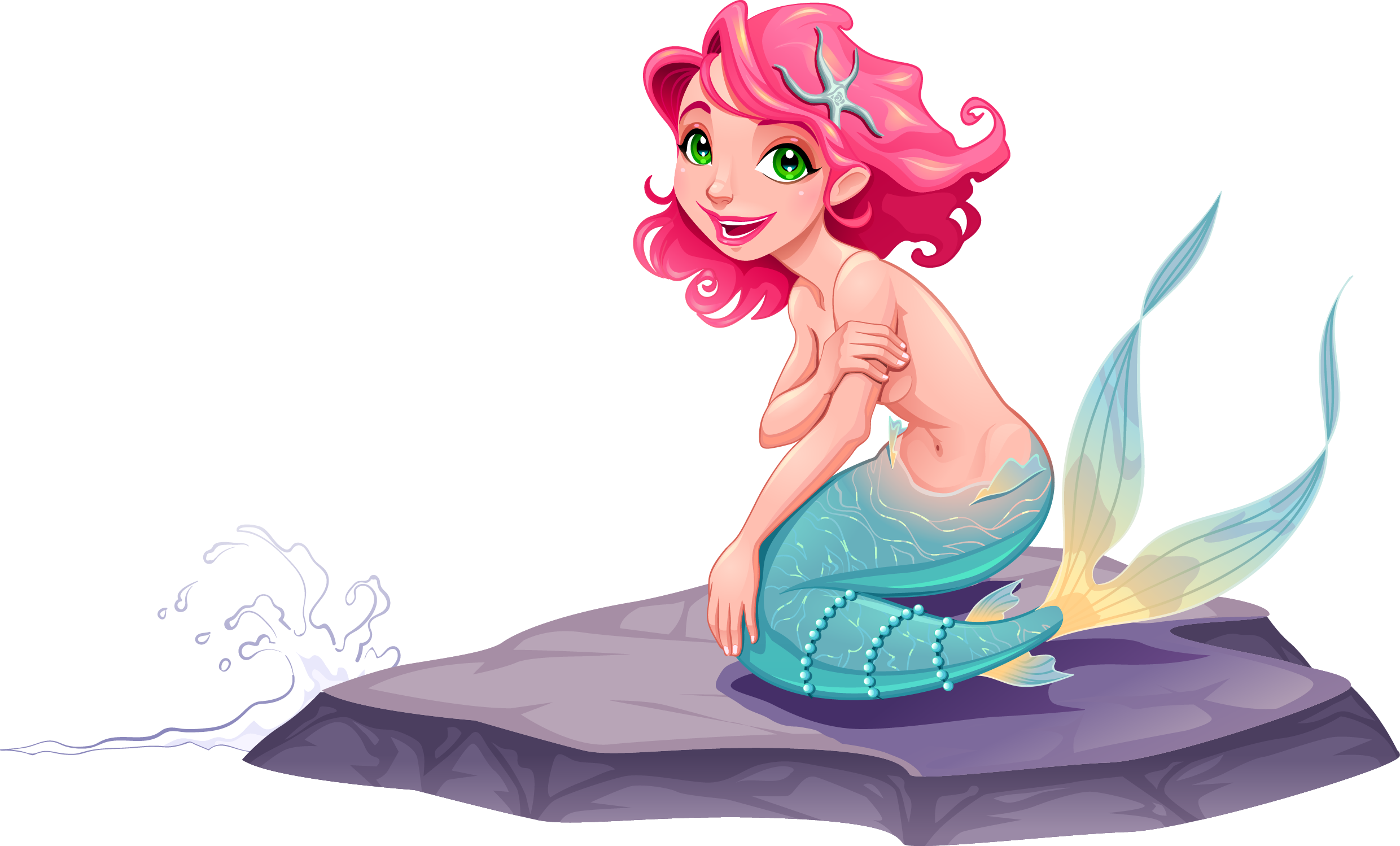 Mermaid Cartoon Illustration - Going To Mermaid Island Coloring Book (2480x1498)