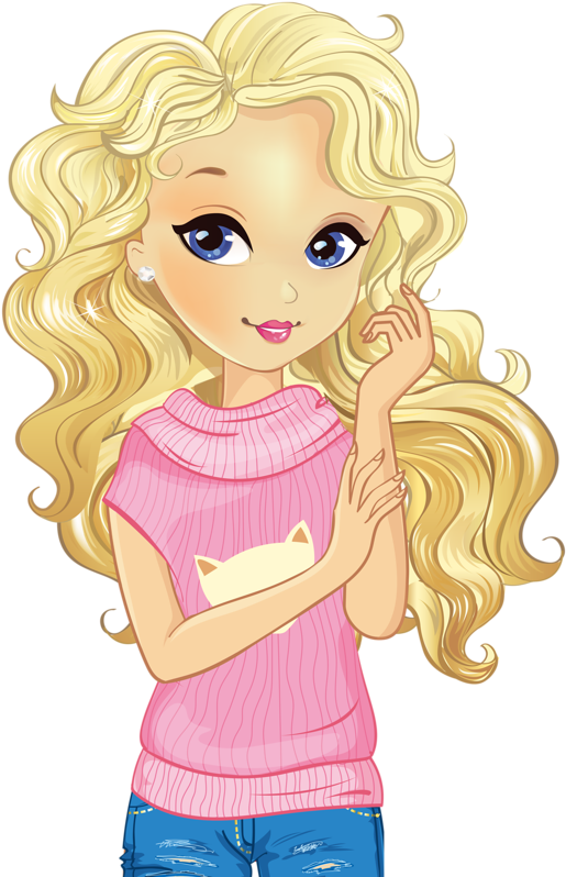 Girl Drawing Doll Clip Art - Blonde Girl Drawing (547x800)